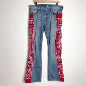 7 For All Mankind Bootcut Jeans 34 Y2K Upcycled Boho Western Bandana Festival